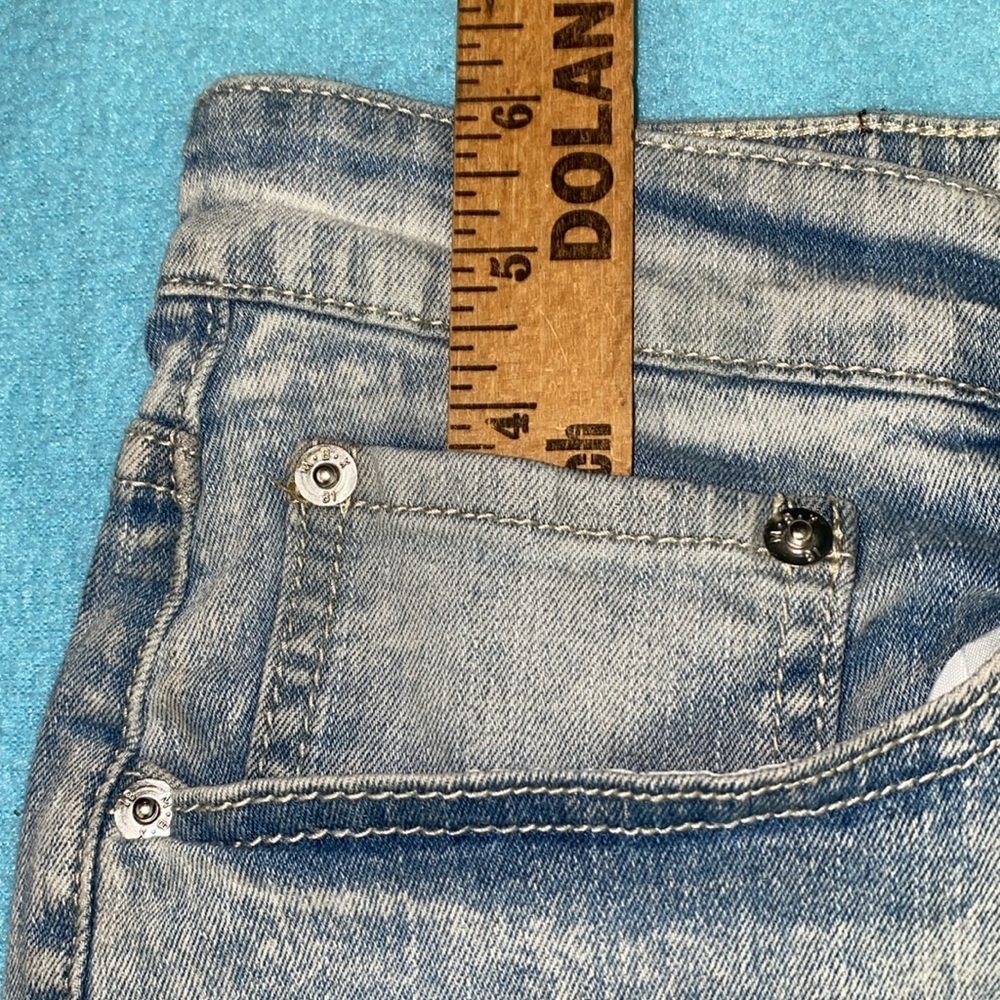 M B X denim slim fit distressed jeans zipper fly 5 pockets stretchy size 36 X 30 - Picture 14 of 15